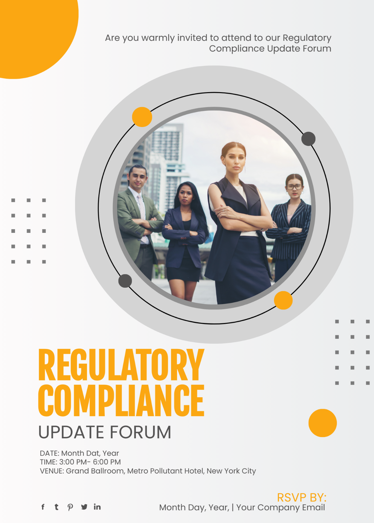 Regulatory Compliance Update Forum Invitation Card Template