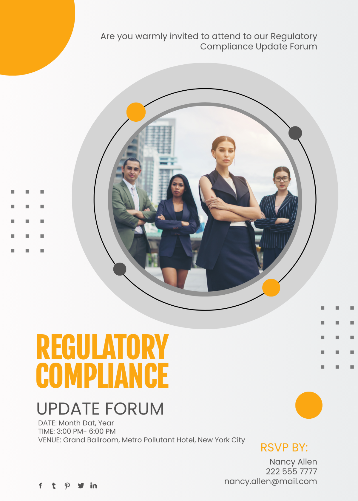 Regulatory Compliance Update Forum Invitation Card Template - Edit Online & Download