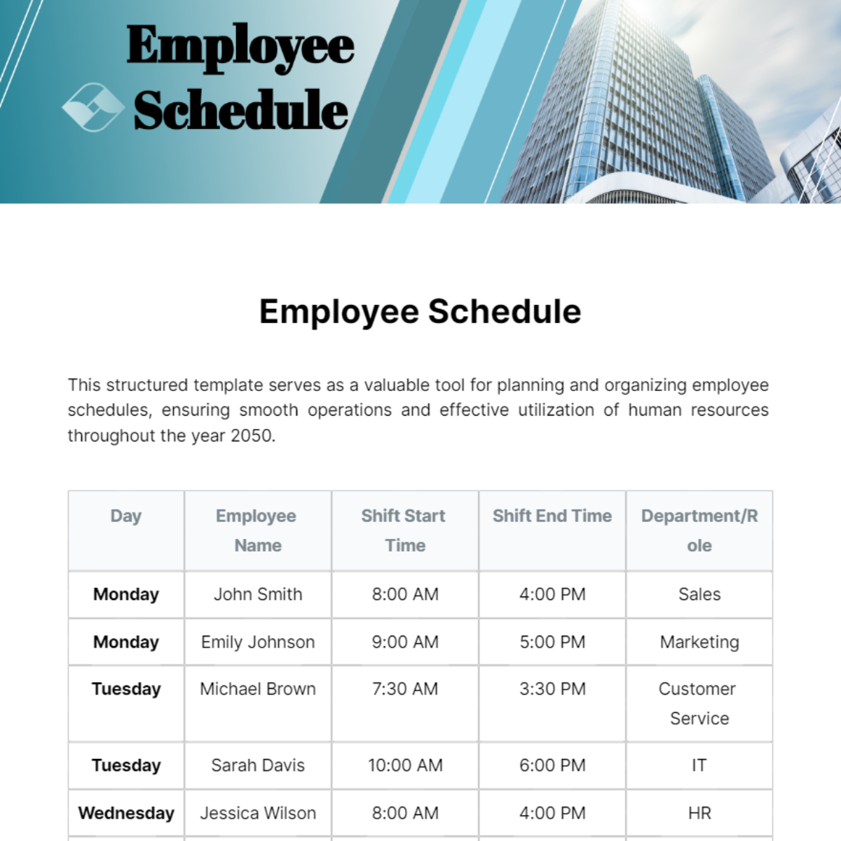 Employee Schedule Template