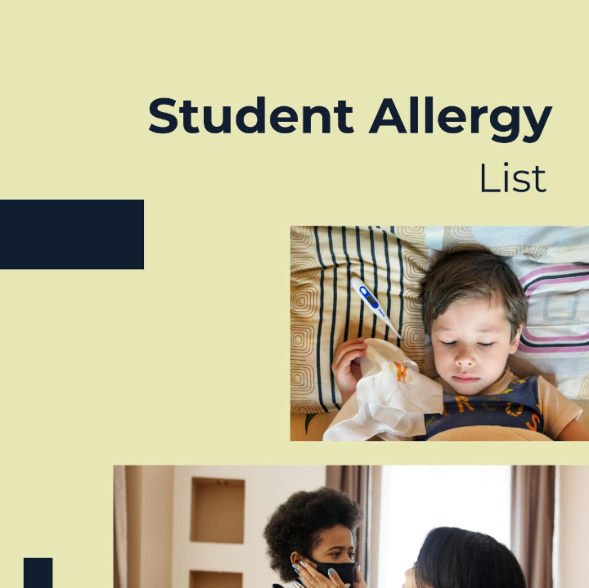 Student Allergy List Template