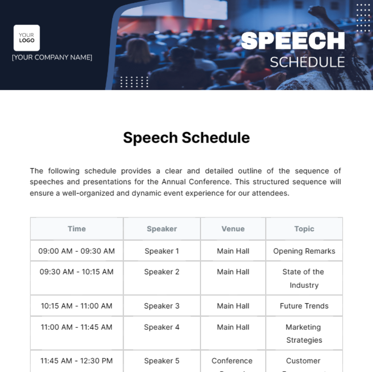 Speech Schedule Template Edit Online Download Example Template