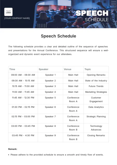 Free Speech Schedule Template to Edit Online