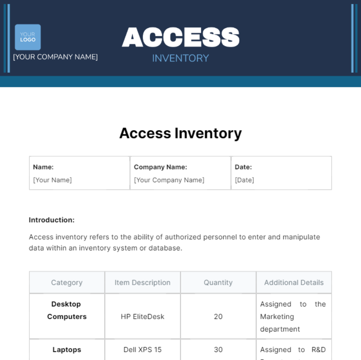 Access Inventory Template