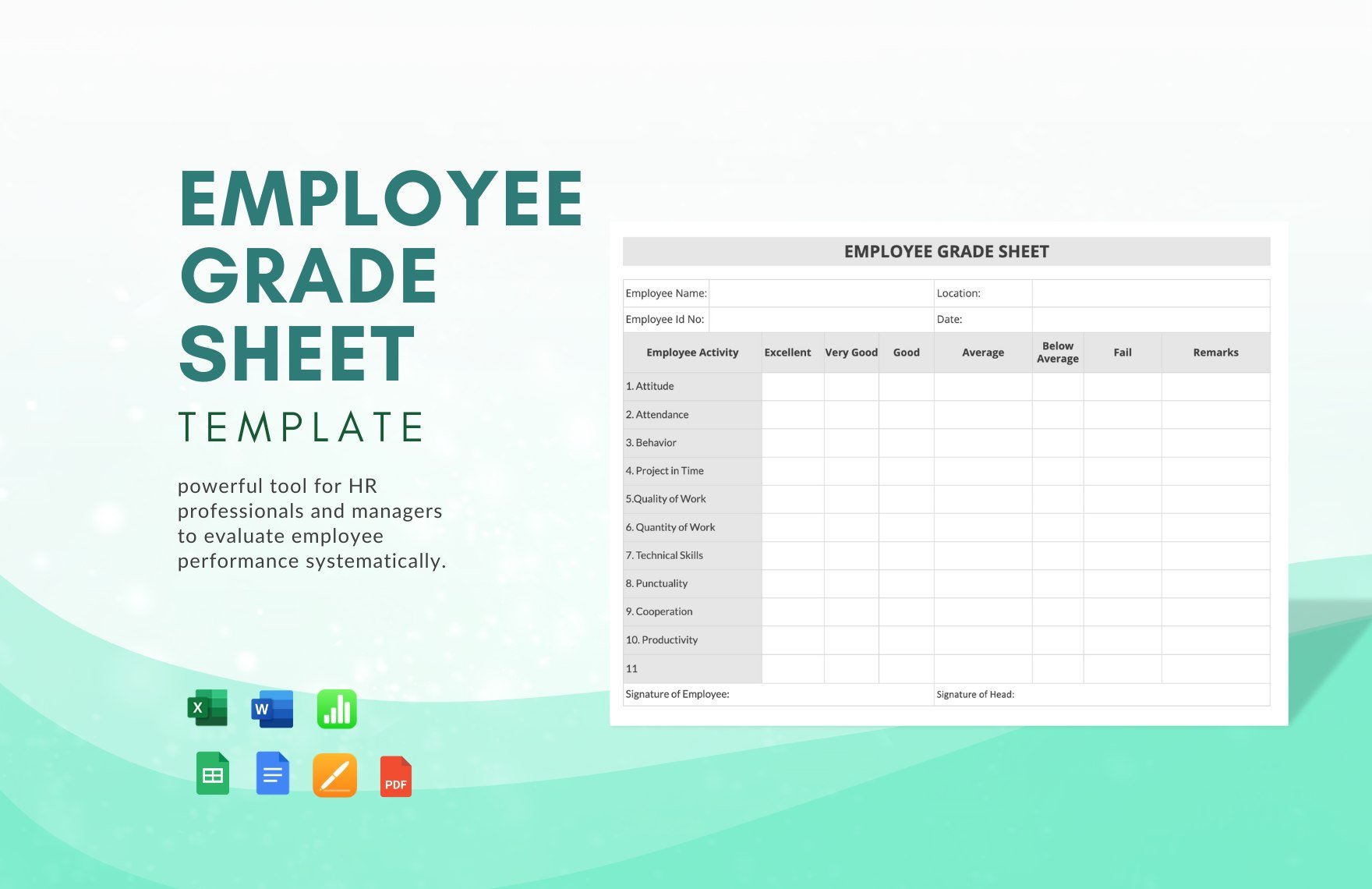 Employee Grade Sheet Template in Word, Google Docs, Excel, PDF, Google Sheets, Apple Pages, Apple Numbers