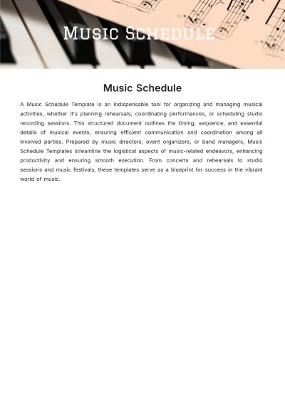 Free Music Schedule Template to Edit Online