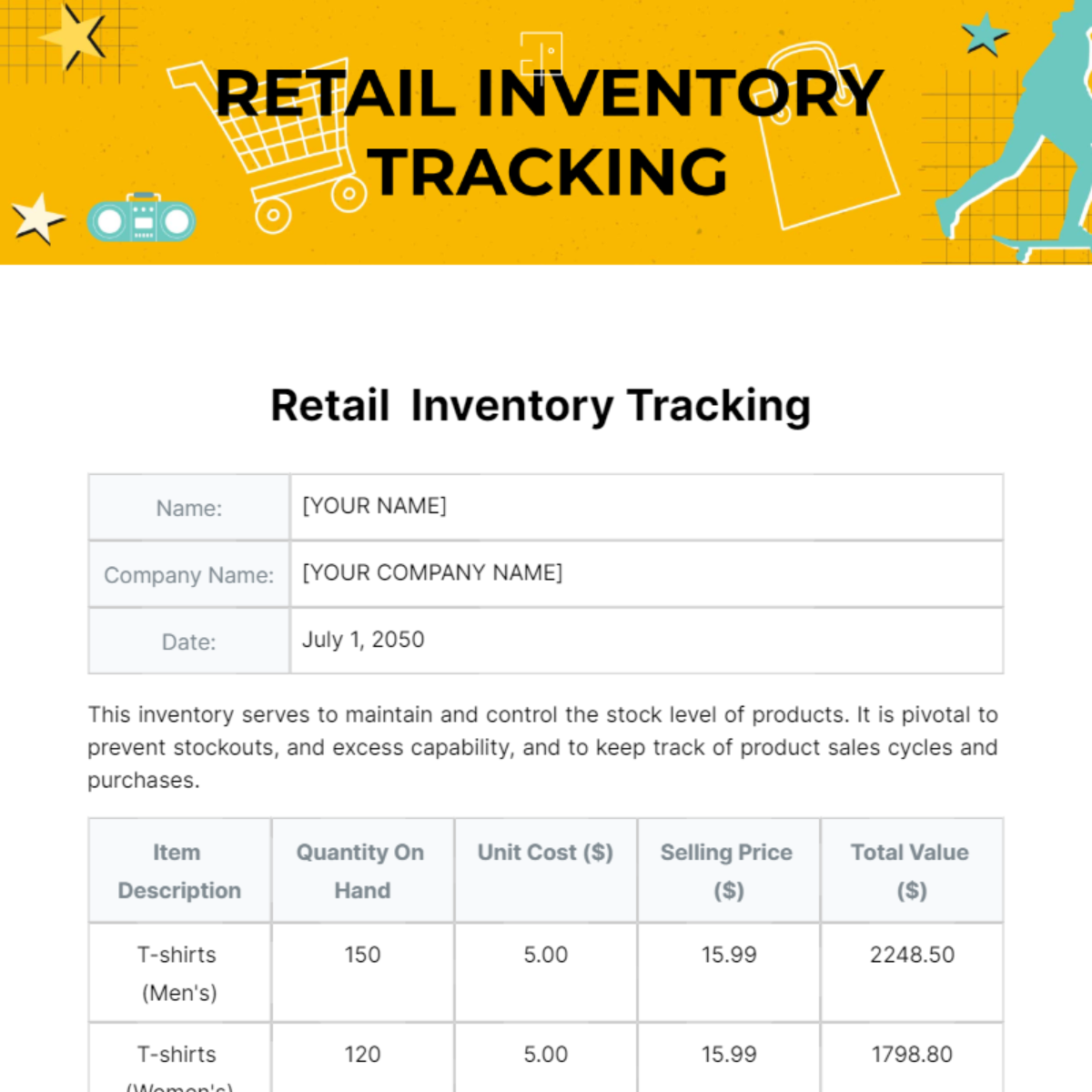 Retail Inventory Tracking Template