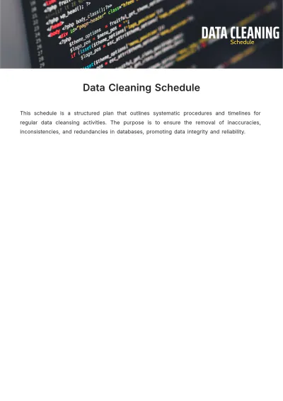 Free Data Cleaning Schedule Template to Edit Online