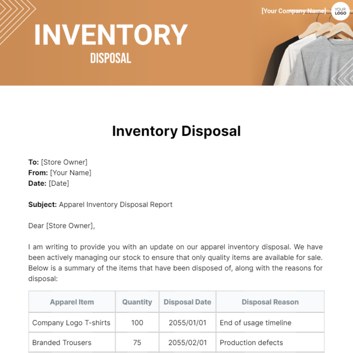 Inventory Disposal Template