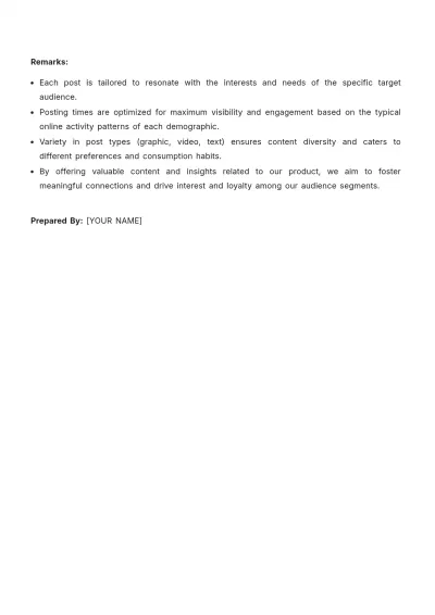 Free Content Schedule Template to Edit Online