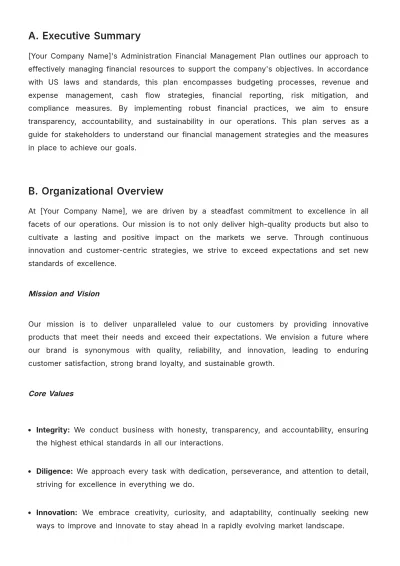 Free Administration Financial Management Plan Template to Edit Online