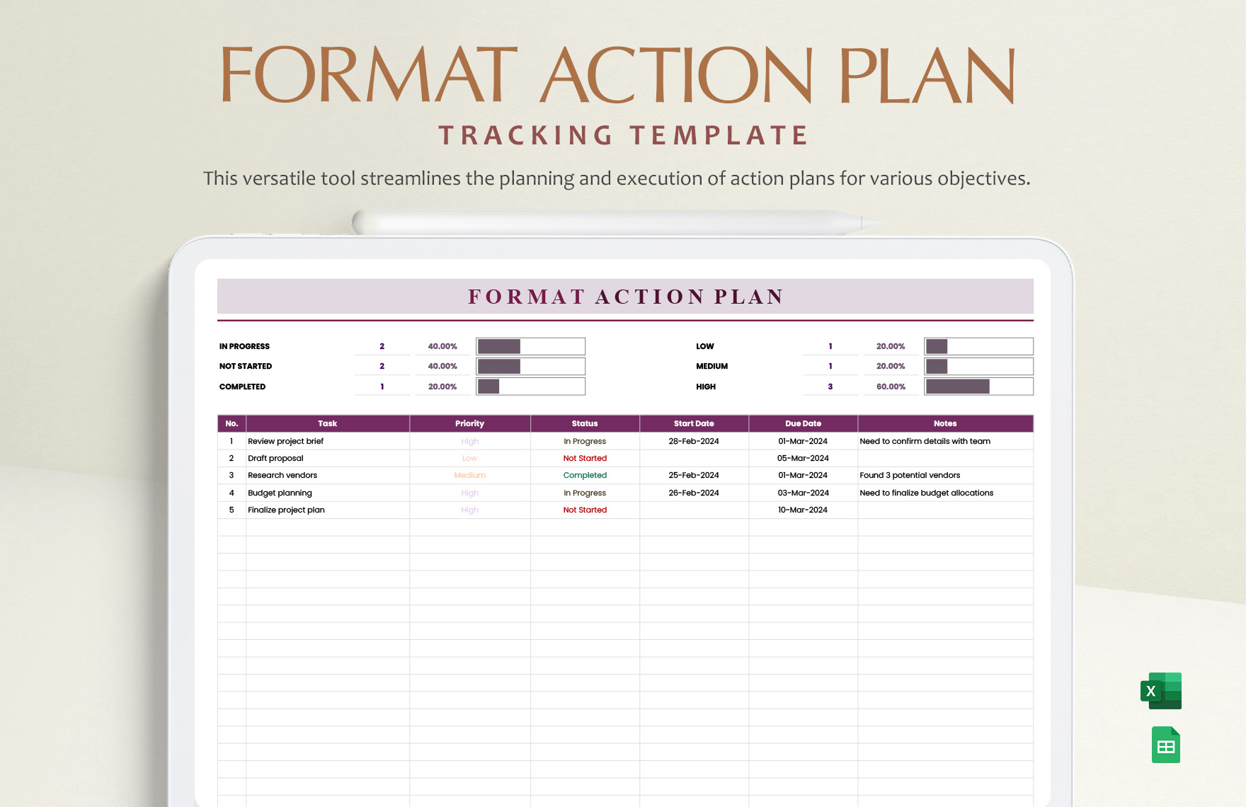 Free Editable Action Plan Templates In Excel To Download
