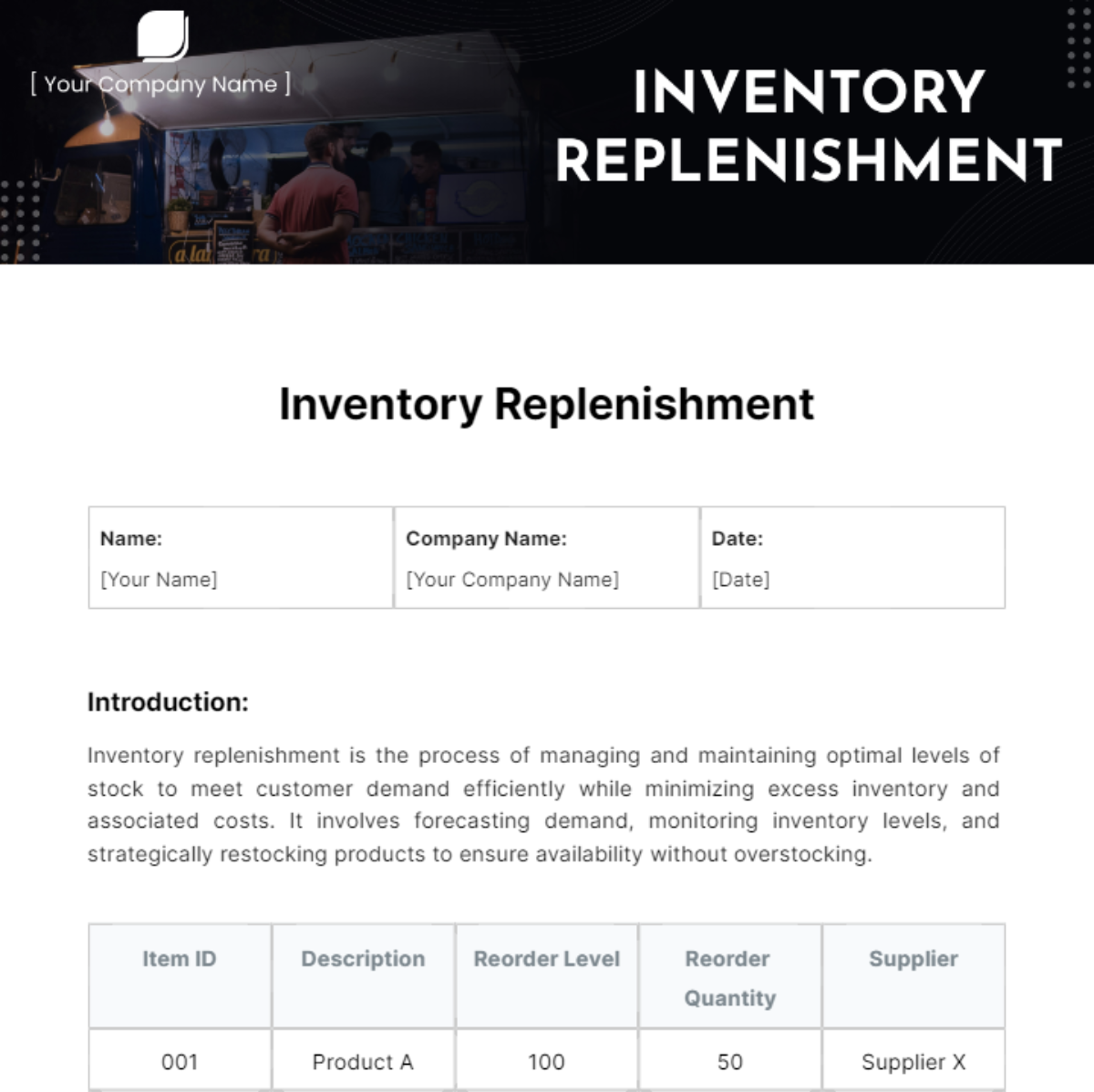 Inventory Replenishment Template
