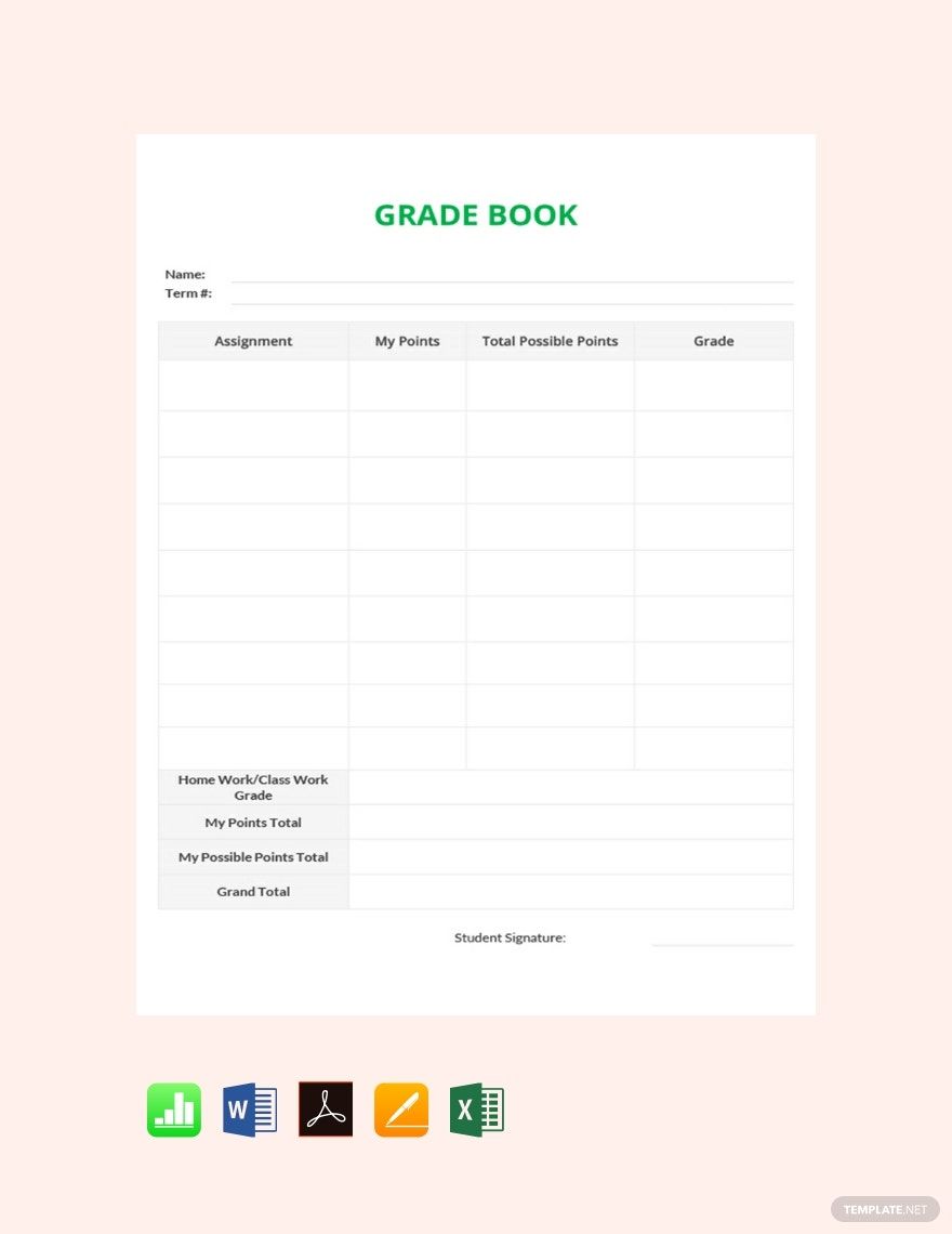 Simple Grade Sheet Template