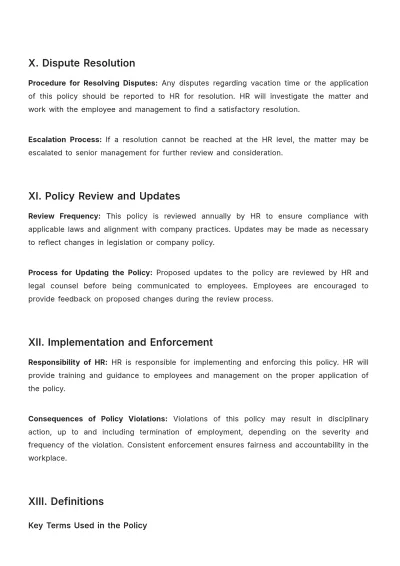 Free Legal Employment & Labor Vacation Policy Template to Edit Online