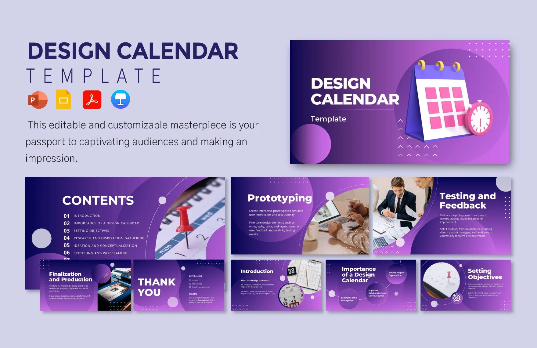 Design Calendar Template in PDF, PowerPoint, Google Slides, Apple Keynote