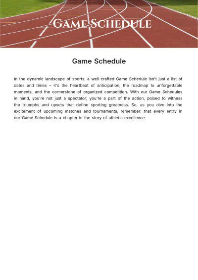 Free Game Schedule Template to Edit Online