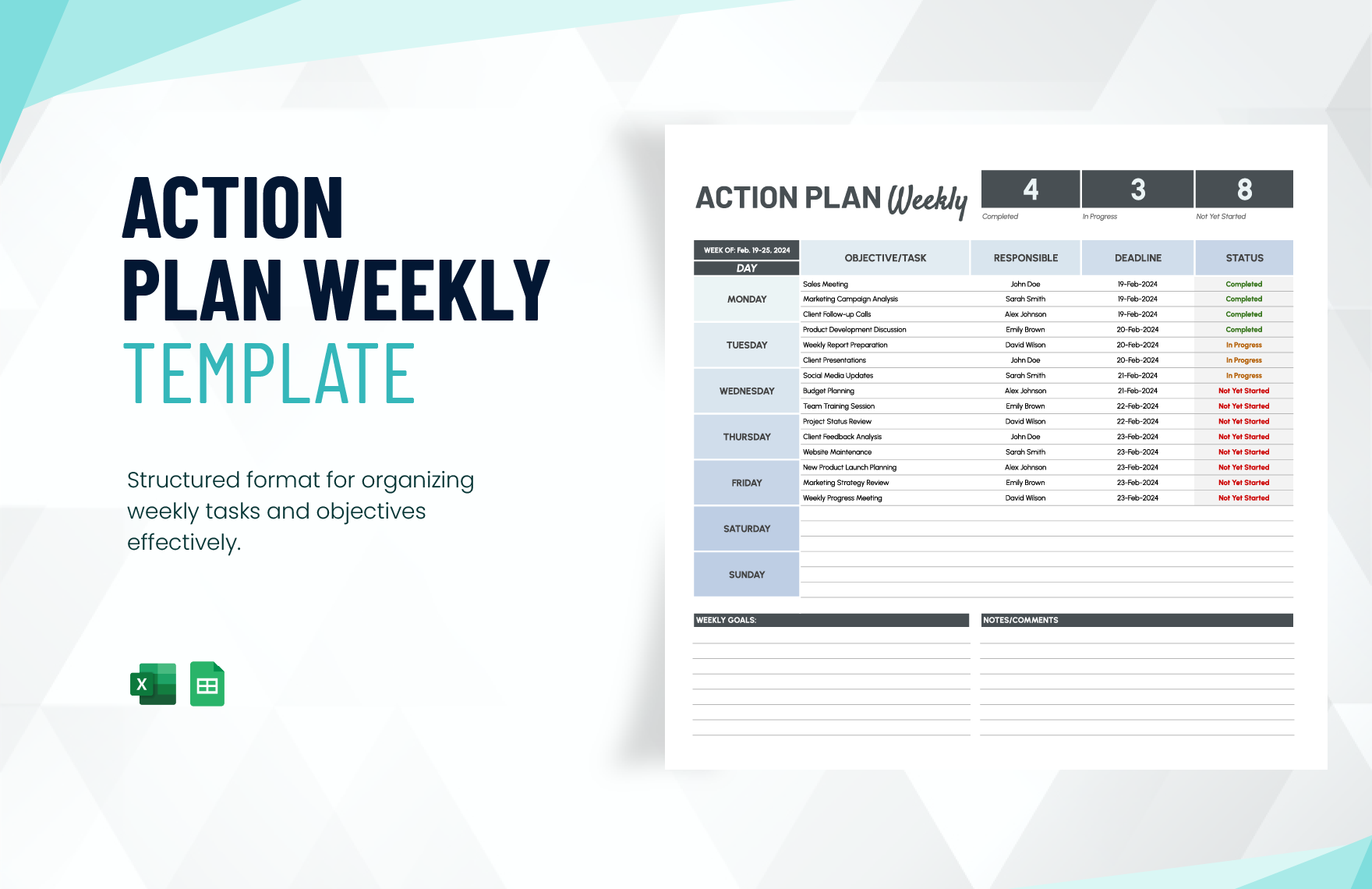 Free Editable Action Plan Templates In Excel To Download