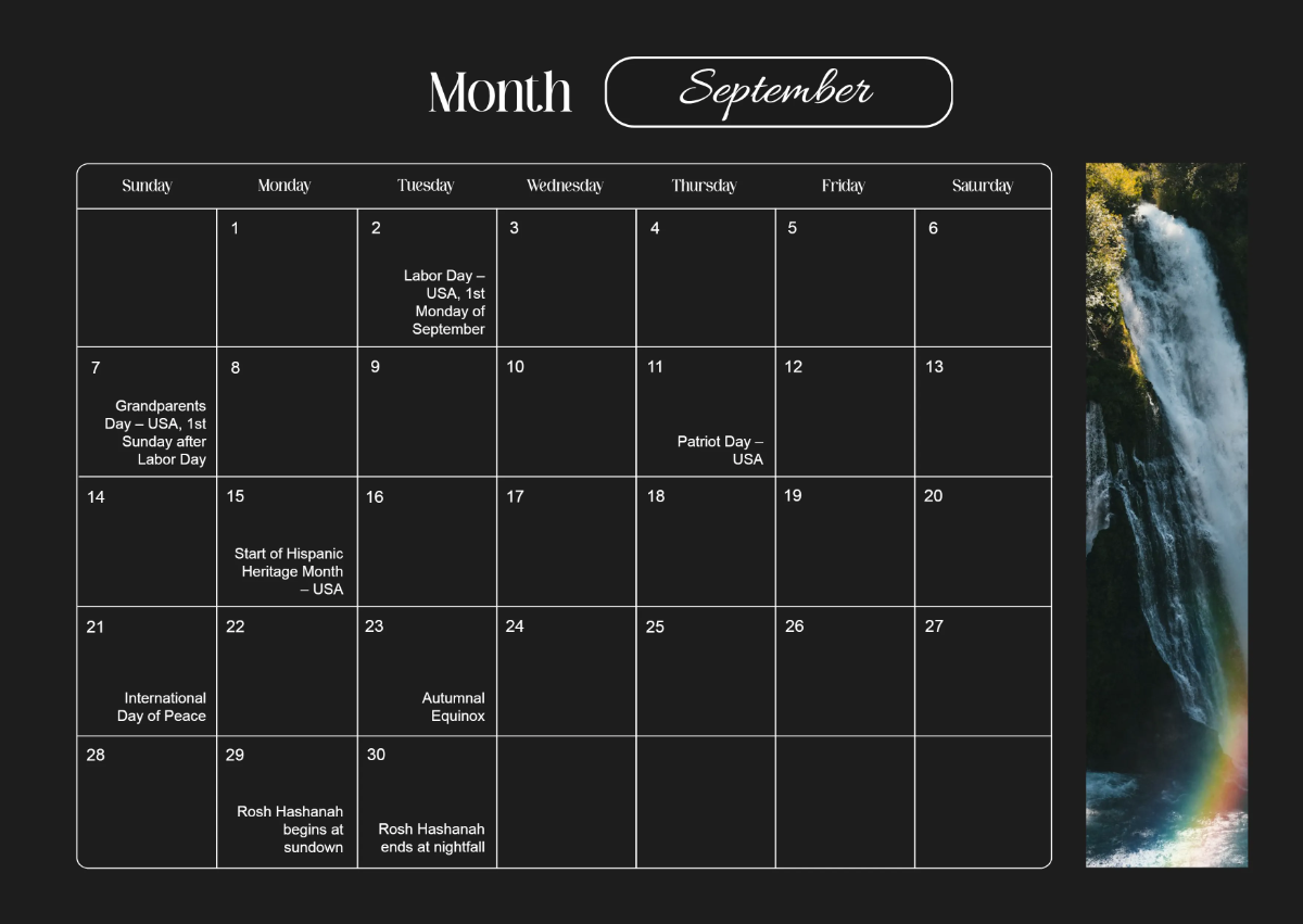Free Beautiful Calendar Template to Edit Online