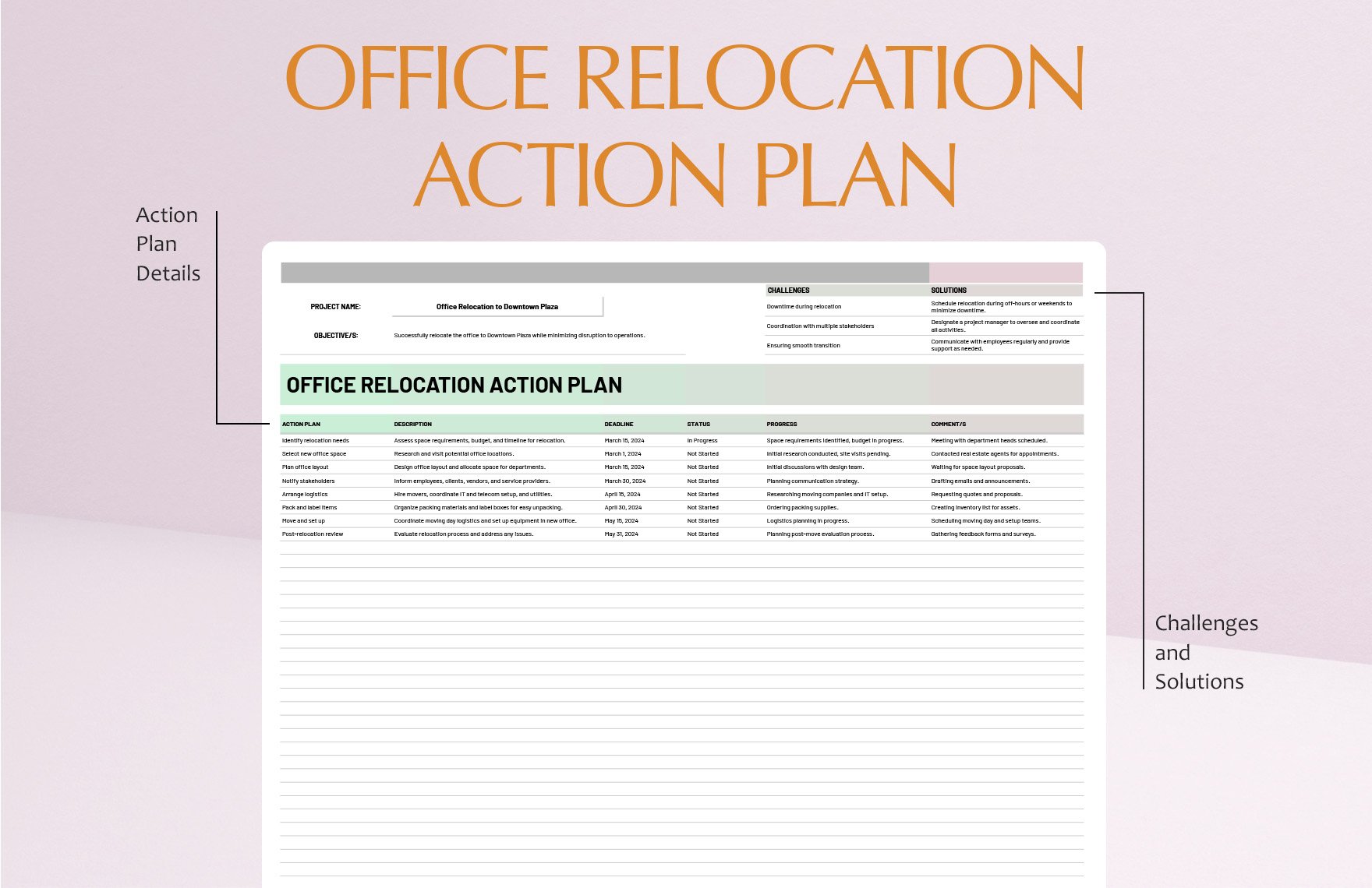 Office Relocation Action Plan Template