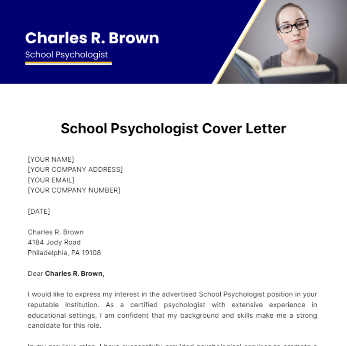 School Psychologist Cover Letter Template - Edit Online & Download