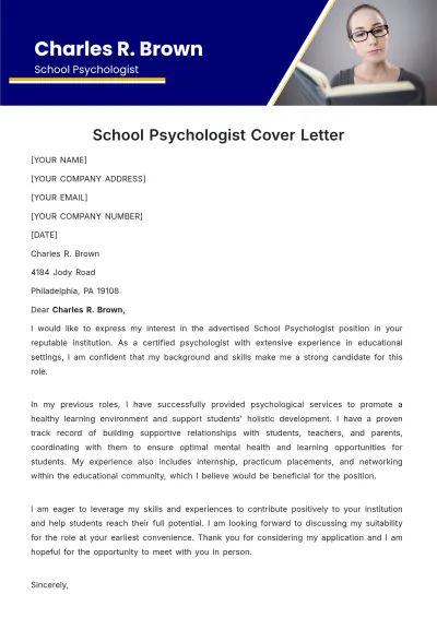 Free School Psychologist Cover Letter Template to Edit Online
