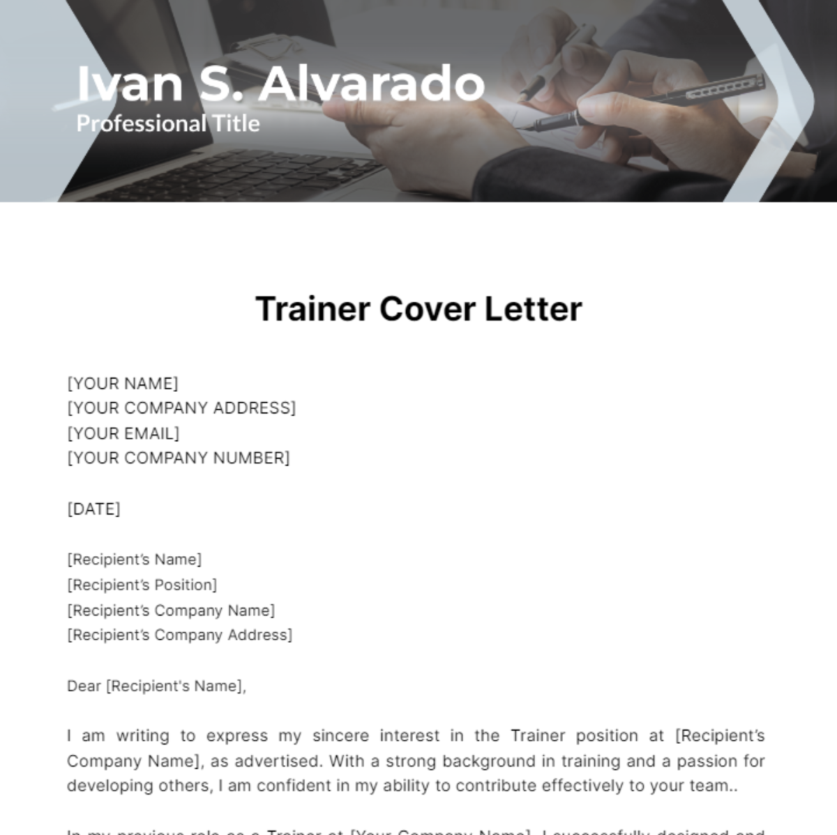 Trainer Cover Letter Template