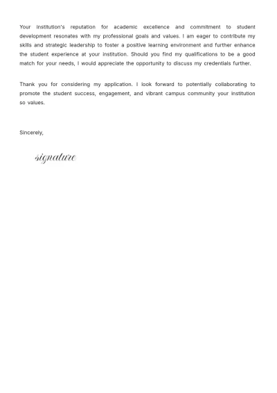Free Dean of Students Cover Letter Template to Edit Online