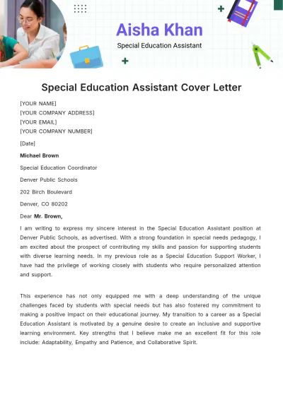 Free Special Education Assistant Cover Letter Template to Edit Online