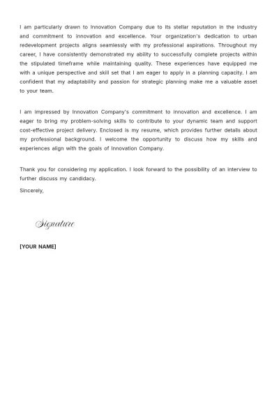 Free Planner Cover Letter Template to Edit Online