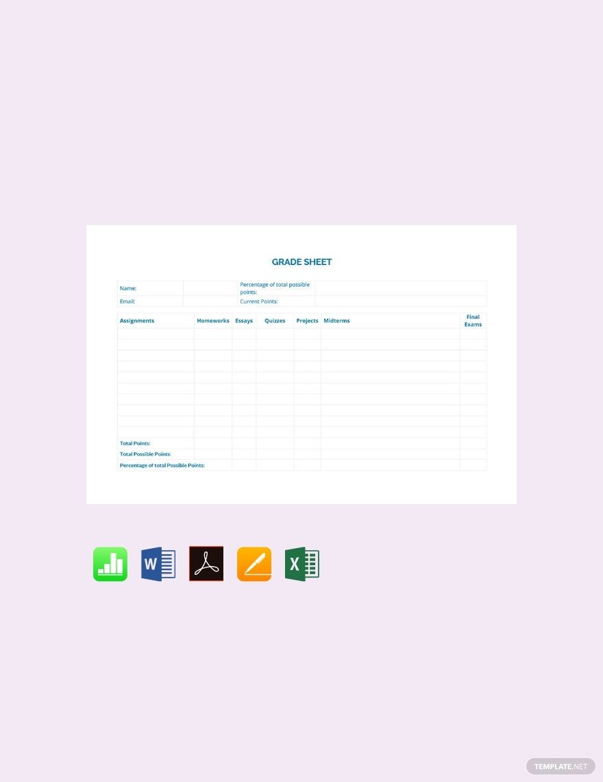 Sample Grade Sheet Template in Word, Google Docs, Excel, PDF, Google Sheets, Apple Pages, Apple Numbers