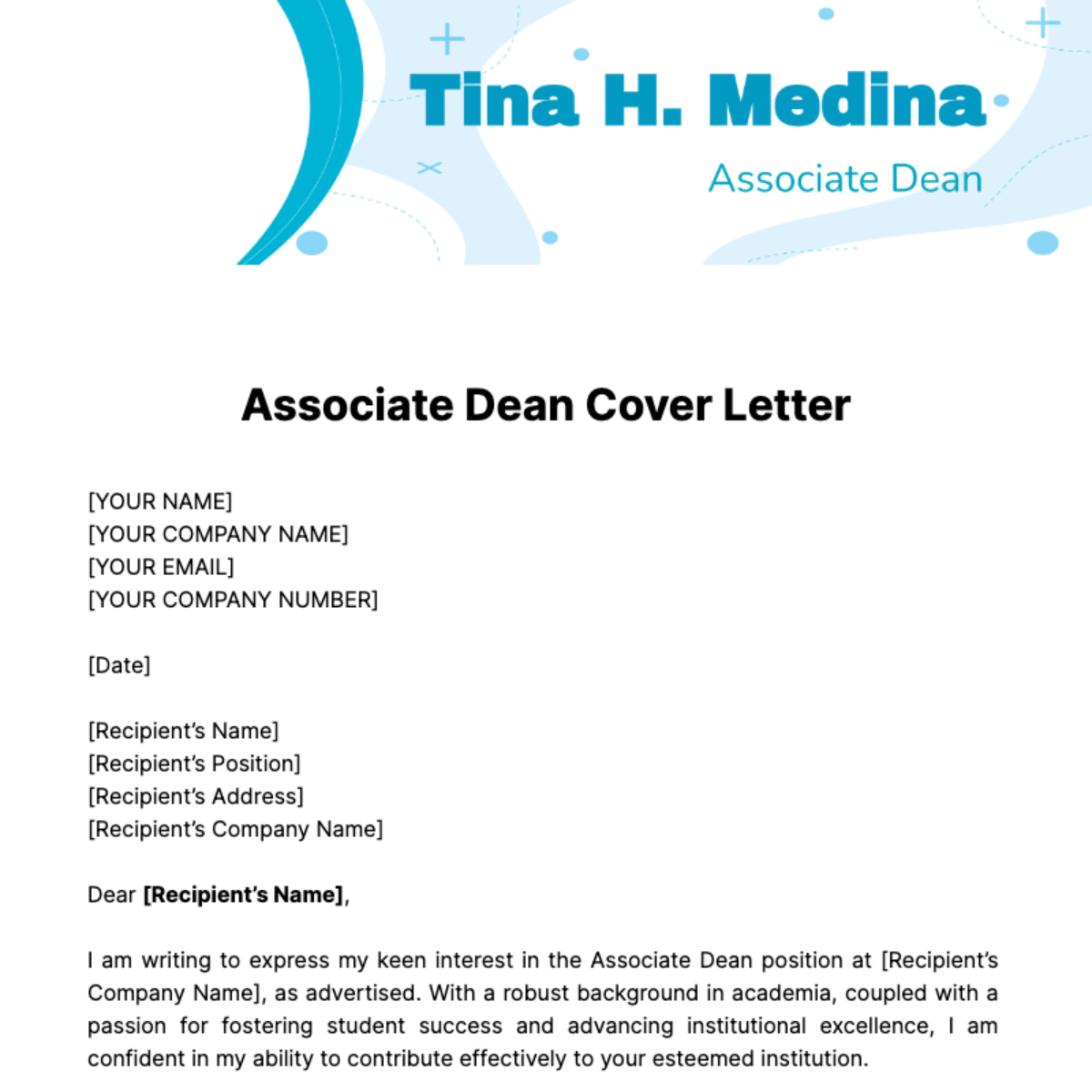 Associate Dean Cover Letter Template