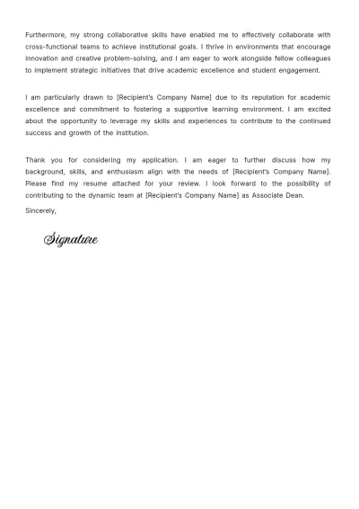 Free Associate Dean Cover Letter Template to Edit Online