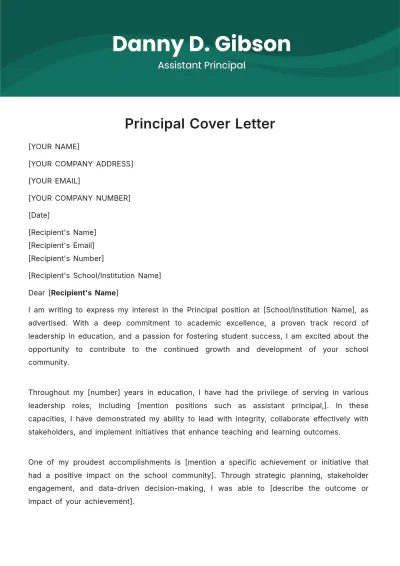 Free Principal Cover Letter Template to Edit Online