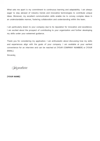 Free Supply Chain Intern Cover Letter Template to Edit Online