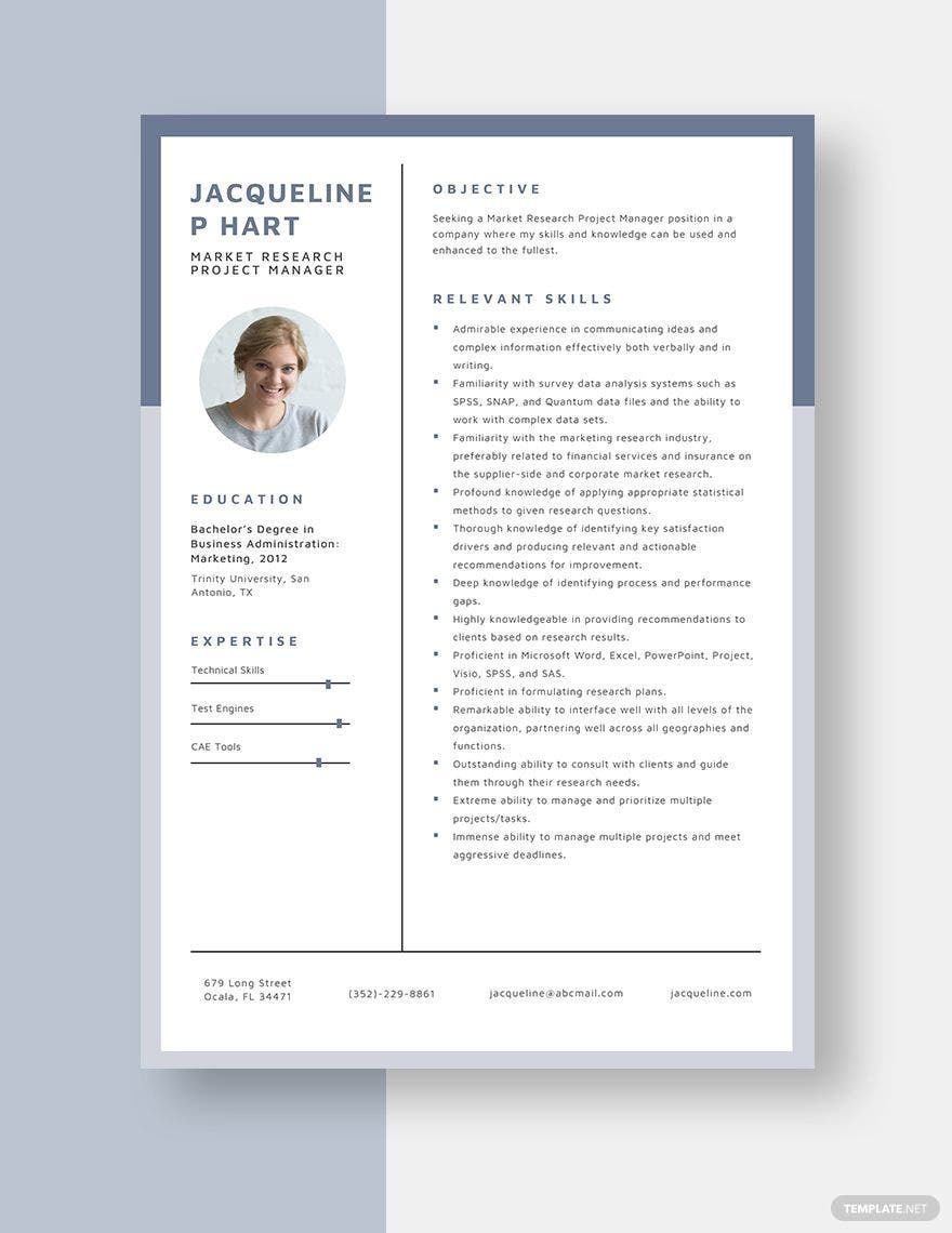 Market Research Project Manager Resume
