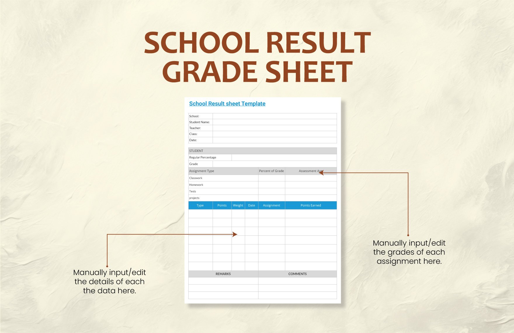 School Result Grade Sheet Template