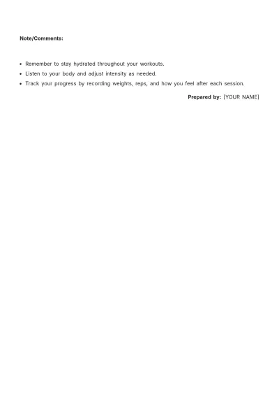 Free Personal Training Schedule Template to Edit Online