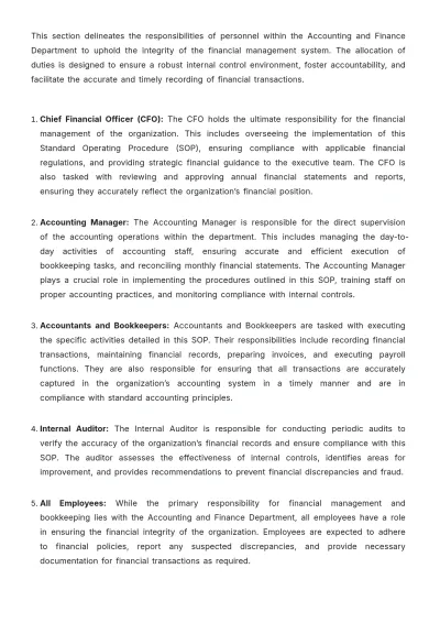 Free Administration Bookkeeping Standard Operating Procedure (SOP) Template to Edit Online