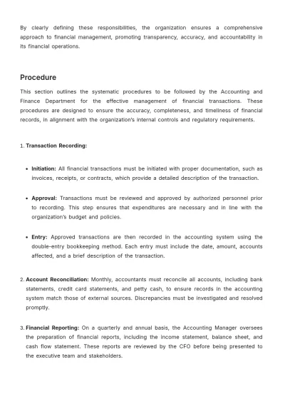 Free Administration Bookkeeping Standard Operating Procedure (SOP) Template to Edit Online