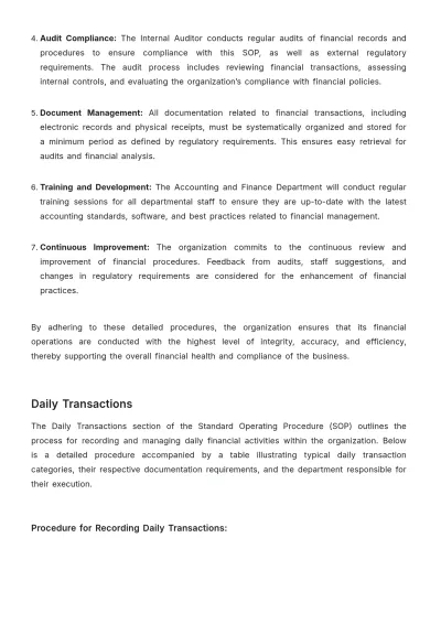 Free Administration Bookkeeping Standard Operating Procedure (SOP) Template to Edit Online