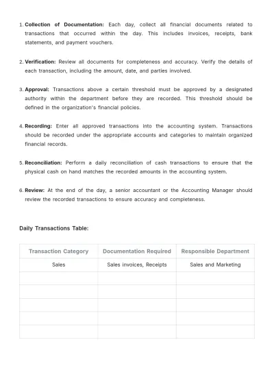 Free Administration Bookkeeping Standard Operating Procedure (SOP) Template to Edit Online