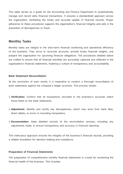 Free Administration Bookkeeping Standard Operating Procedure (SOP) Template to Edit Online