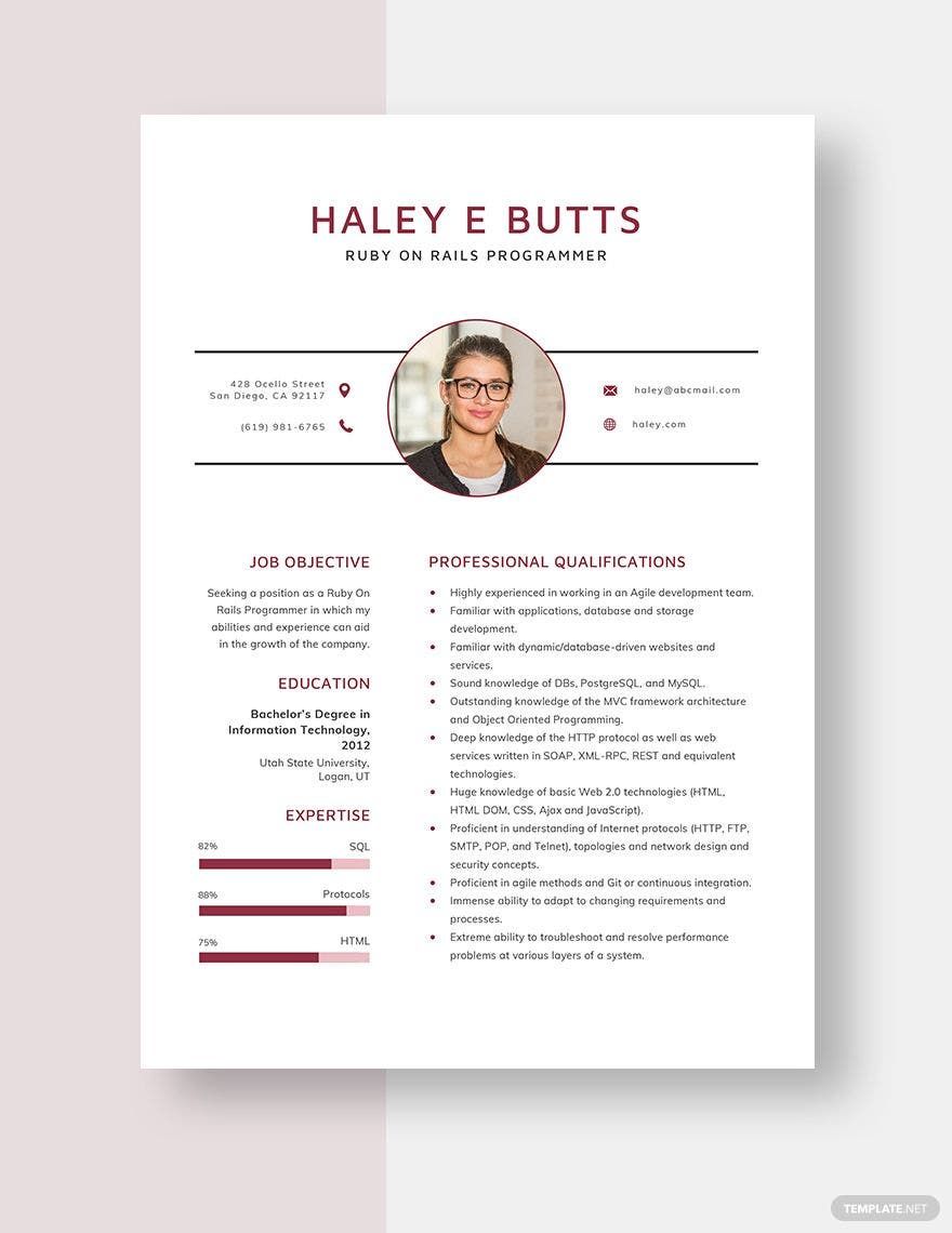 Ruby On Rails Programmer Resume