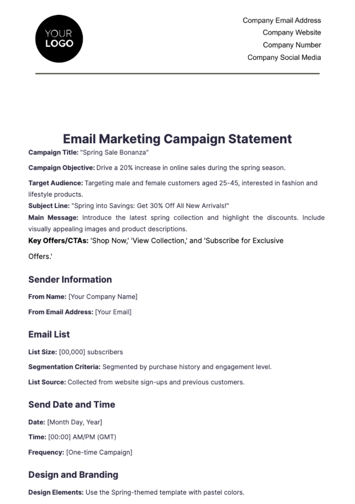 Email Marketing Campaign Statement Template - Edit Online & Download