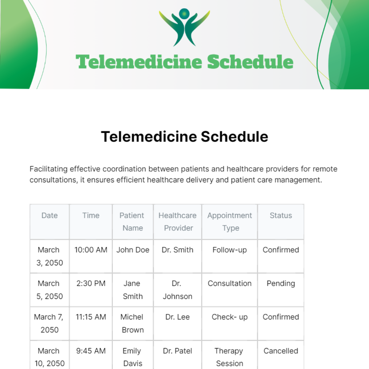 Telemedicine Schedule Template