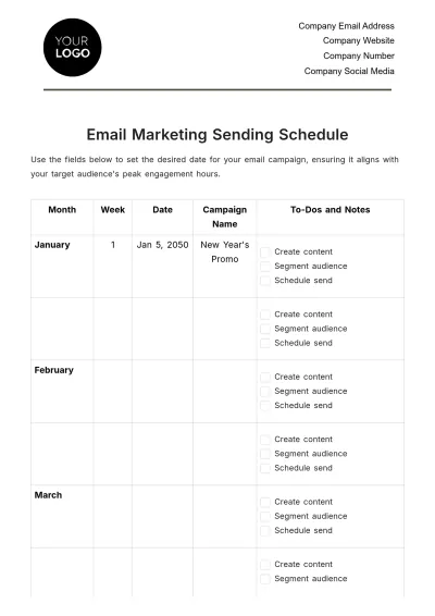 Free Email Marketing Sending Schedule Template to Edit Online
