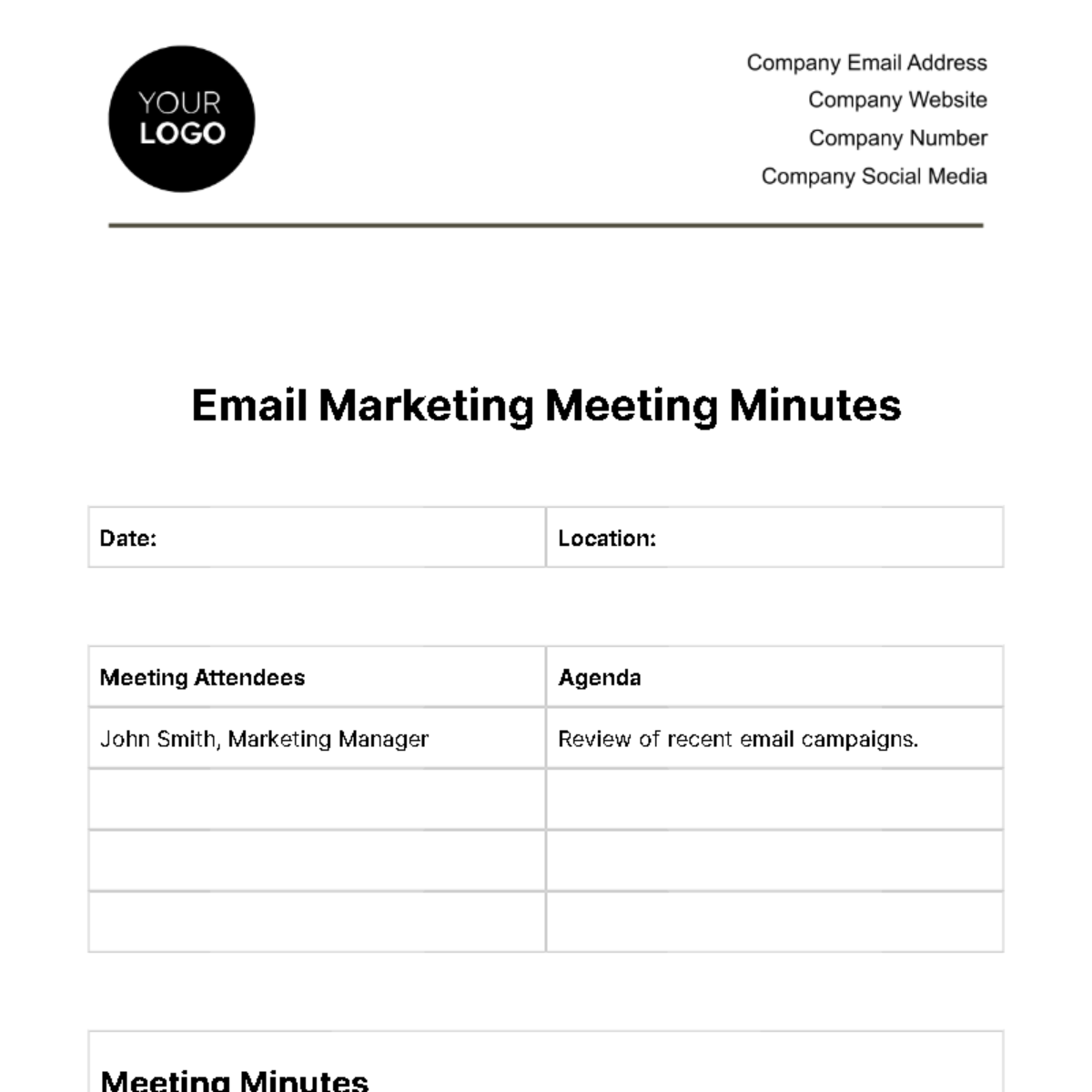 Free Email Marketing Meeting Minutes Template