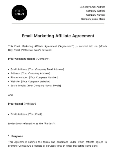 Free Email Marketing Affiliate Agreement Template to Edit Online