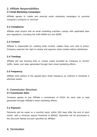 Free Email Marketing Affiliate Agreement Template to Edit Online