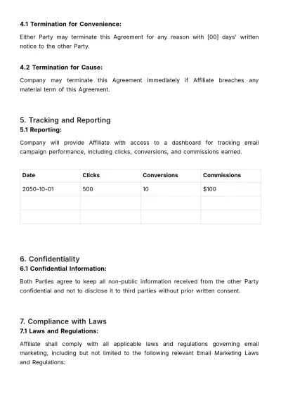 Free Email Marketing Affiliate Agreement Template to Edit Online